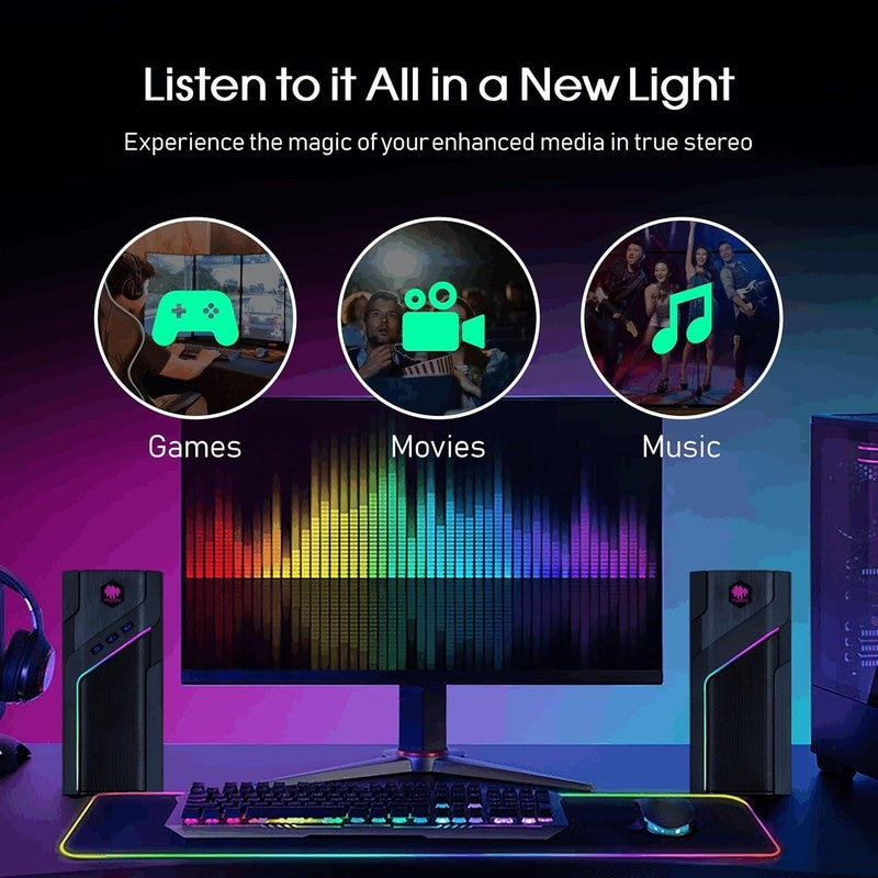 W 206RE RGB Desktop Speakers Bluetooth USB PC Stereo 21 LED Modes2