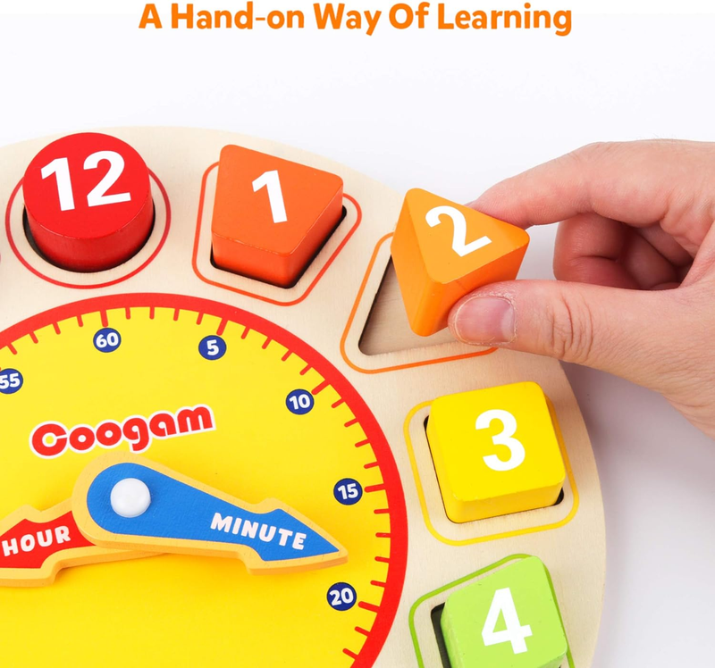 Wooden Shape Sorting Clock Montessori Educational Toy Number Puzzle Kids Gift1