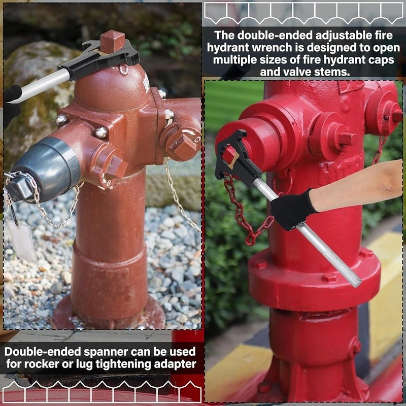Heavy Duty Fire Hydrant Wrench Adjustable 19-1/2 Inch 3/4-6 Inch Couplings New5