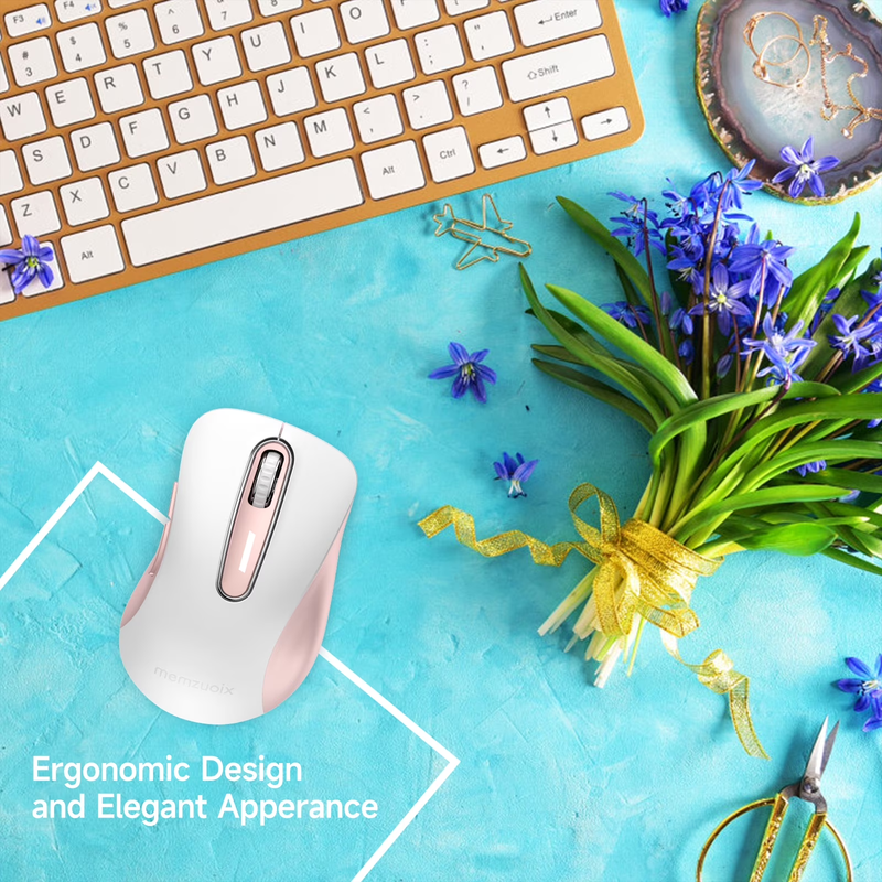 Wireless Optical Mouse 1400 DPI 5 Button USB Receiver for PC Laptop Pink White8