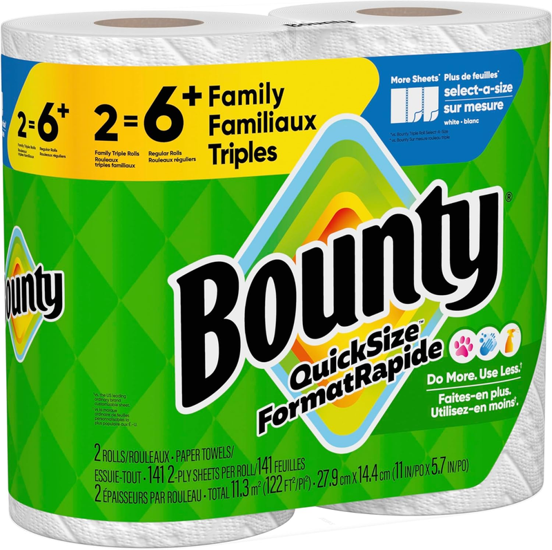 Paper Towels Quick Size White 2 Family Triple Rolls 6 Regular Rolls9
