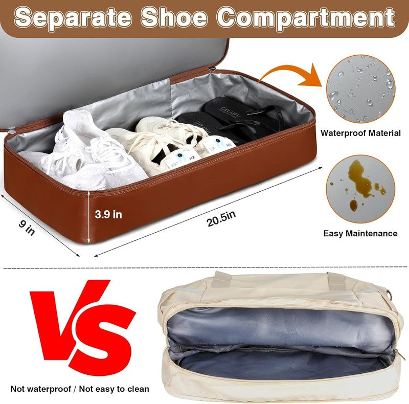 Women Weekender Travel Duffel Bag Carry On w/ Shoe Compartment Large Nylon Tote2