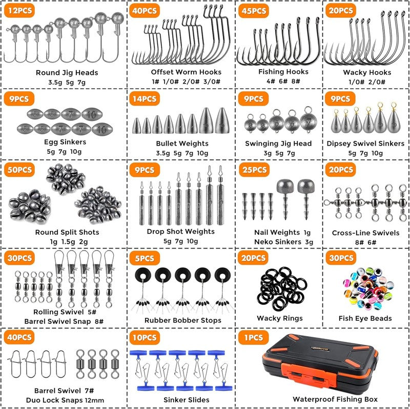 Fishing Tackle Box Kit: 264/397 Pcs Accessories for Bass & Trout Fishing5