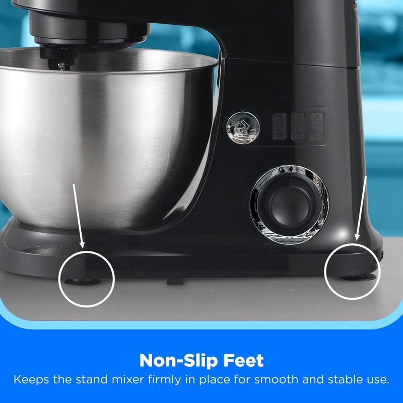 5 Quart Black Cake Mixer with Stand, 300W Multifunction Electric Food Mixer with6