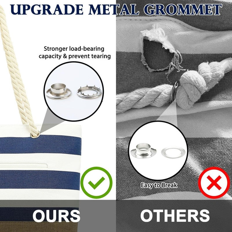 Waterproof Beach Bag Large Canvas Tote Wet Pocket Zipper Pool Cruise Bag6