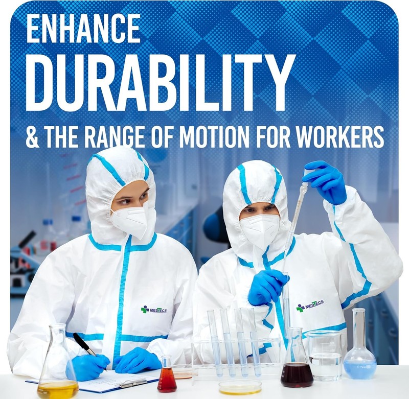 Hazmat Suits - 6 Sizes Options - Disposable Coveralls Suit, Medical Protective C5