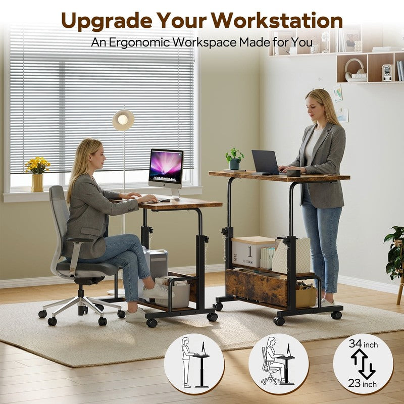 Height Adjustable Desk Standing Desk Small Desk for Small Spaces, Mobile Rolling4