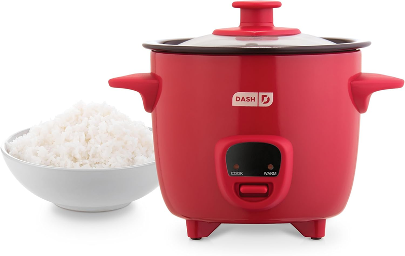 Mini Rice Cooker 0.5Qt Steamer Nonstick Pot Keep Warm Function Red0