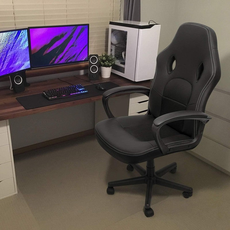 Ergonomic High Back Gaming Chair   Adjustable Leather Office Desk Chair (Black)6