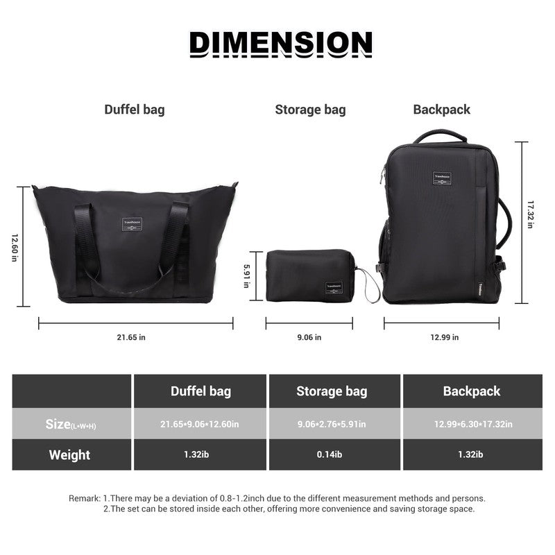 6-Piece Hardshell Luggage Set - Lightweight Suitcase with Carry-On Backpack, Duf3