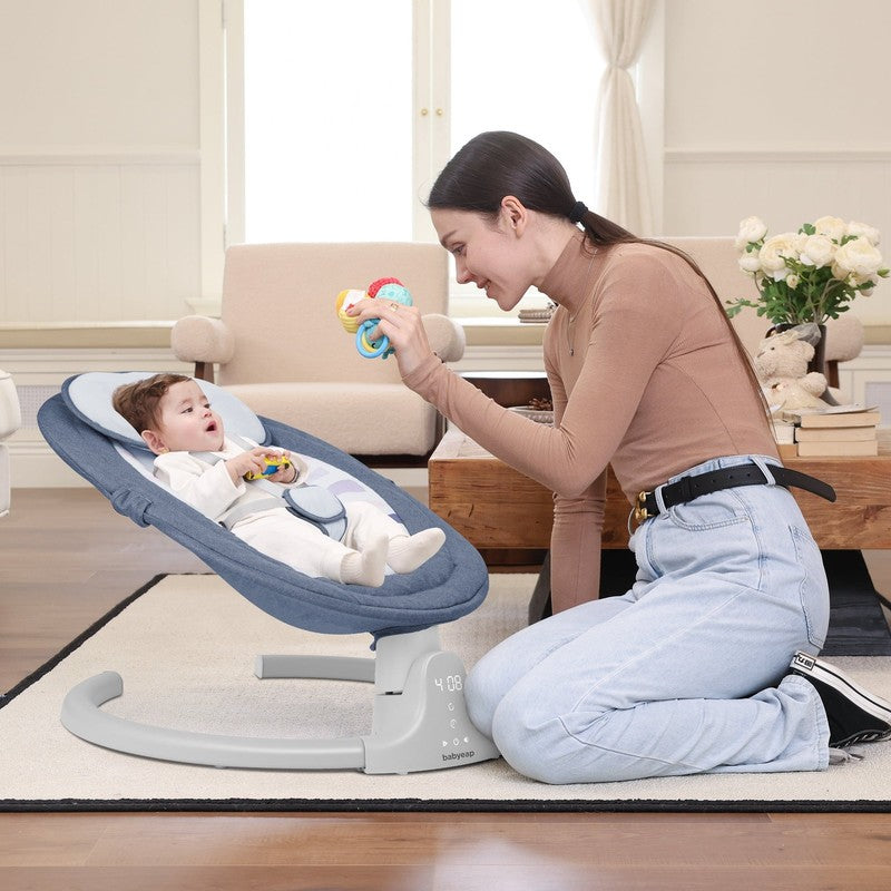 Baby Swing for Infants Motorized Swing w/ Music Speaker Remote Control Blue3