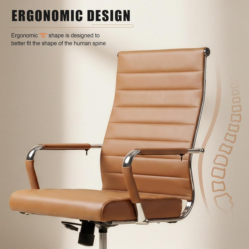 Brown Executive Office Chair Ergonomic Leather Swivel Adjustable Desk3