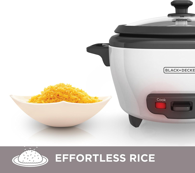 Rice Cooker 6-Cup (Cooked) with Steaming Basket, Removable Non-Stick Bowl, White3