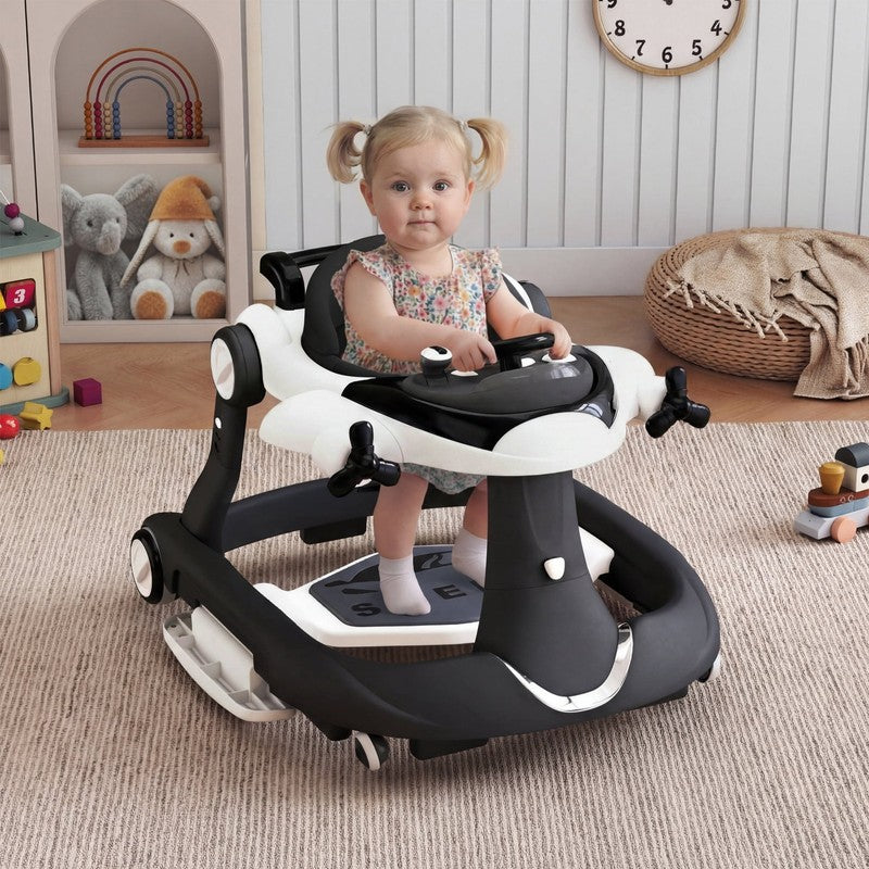 5-In-1 Musical Baby Walker with Wheels, Foldable Baby Walker for Boys Girls, Bla1