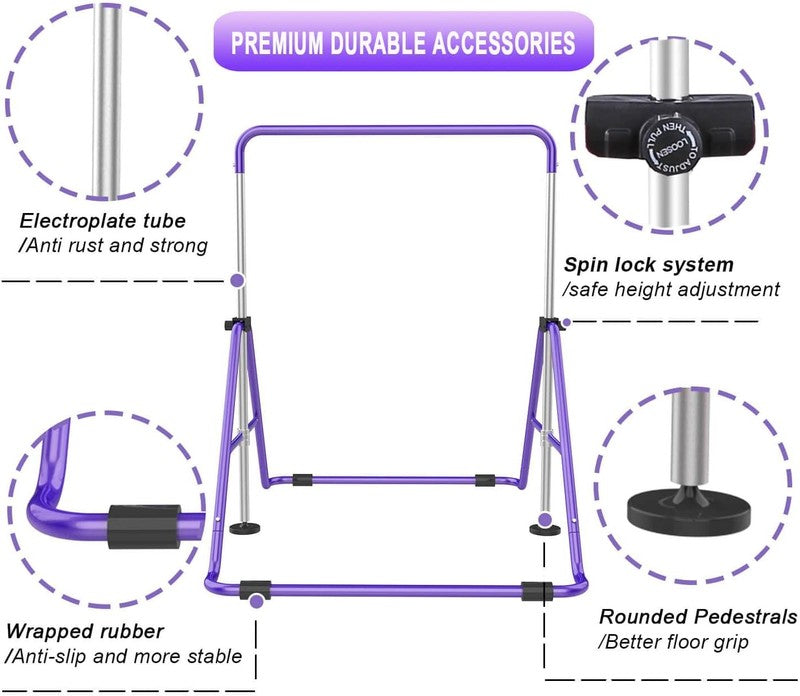 Kids Gymnastic Bars Adjustable Folding Training Kip Bar Expandable Home6