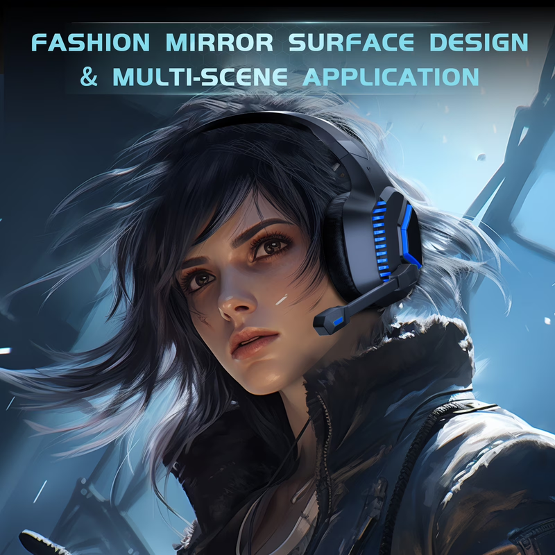 Wireless Gaming Headset 2.4G USB PS5 PC Switch Mac Bluetooth Mic Black Blue5