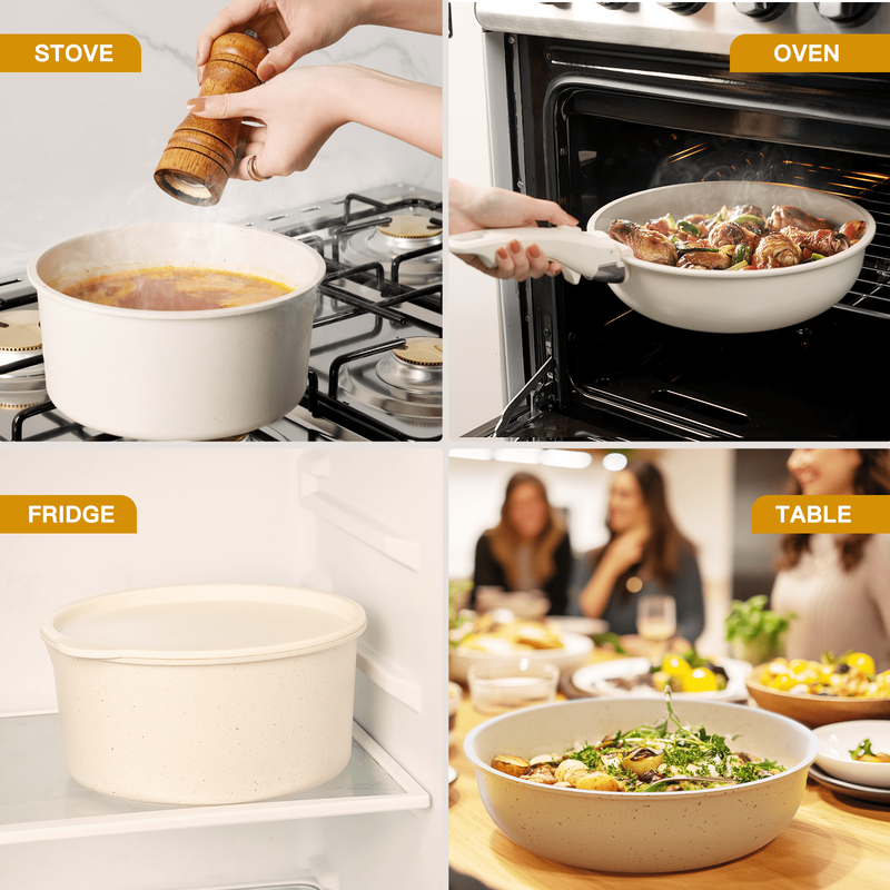 22 Piece Pots and Pans Set Non Stick, Cookware Set with Detachable Handles, Oven6
