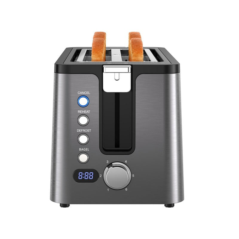 4-Slice Long Slot Toaster 6 Browning Bagel Defrost Reheat Grey5