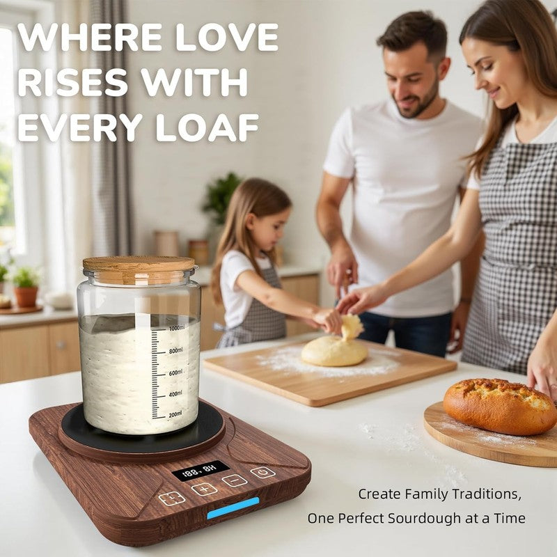 Sourdough Starter Warmer Mat Brown w/ Timer, Thermostat 70 100°F, Fits 40oz Jar7