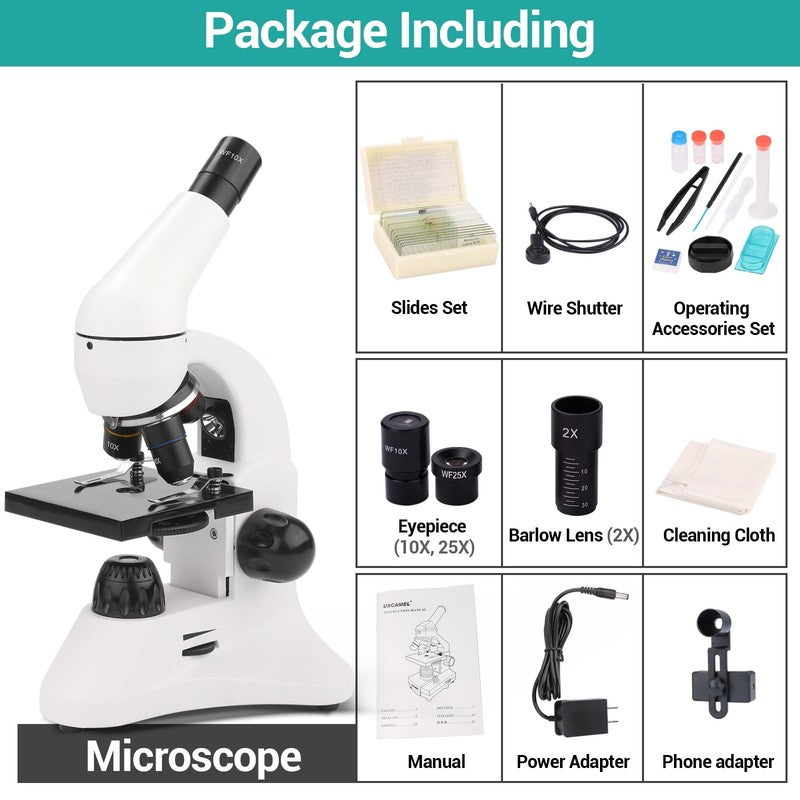 Compound Microscope 40X–2000X for Students Kids Adults + Slides & Adapter5