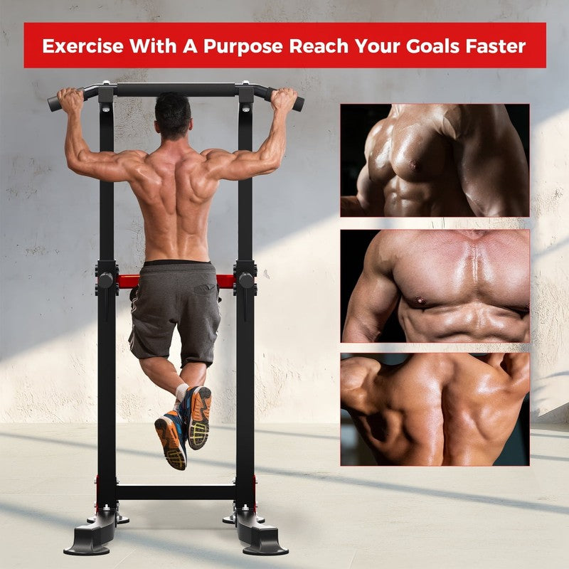 Pull up Bar Dip Station Power Tower Home Gym Equipment 300 Lb Load Steel4