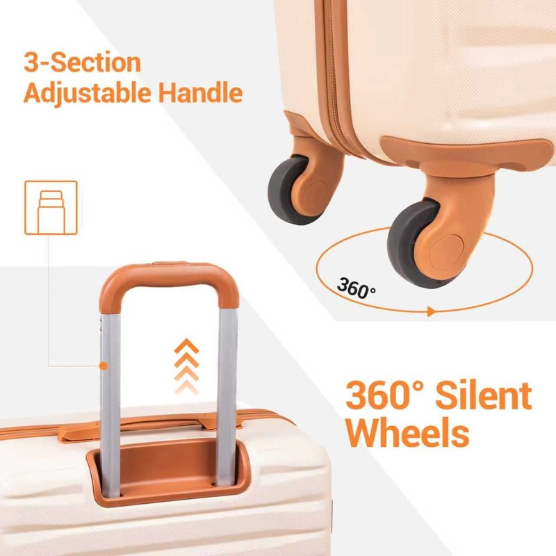 3Pc Hardside Luggage Set TSA Spinner Suitcase Duffle Packing Cubes Beige8