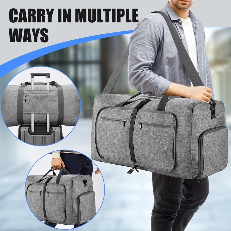 Travel Duffle Bag, 65L Foldable Weekender Bags for Women with Shoe Compartment, 5