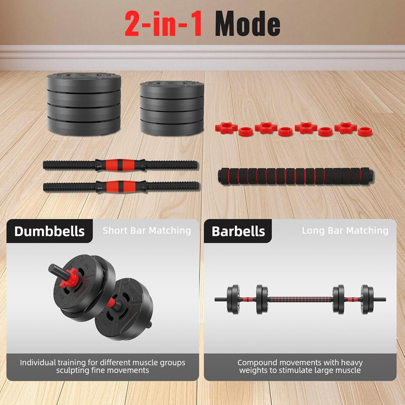 Multi Functional Portable Changeable Dumbbell and Barbell Kettlebell Set with Ad4