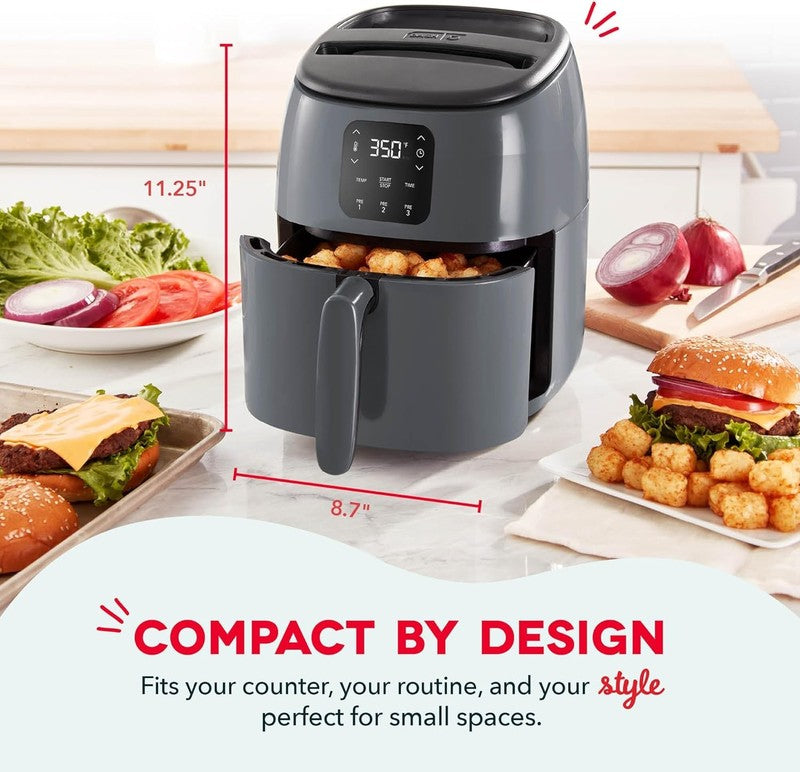 Tasti Crisp Electric Air Fryer Oven 2.6 Qt Digital 1000W Compact Grey1