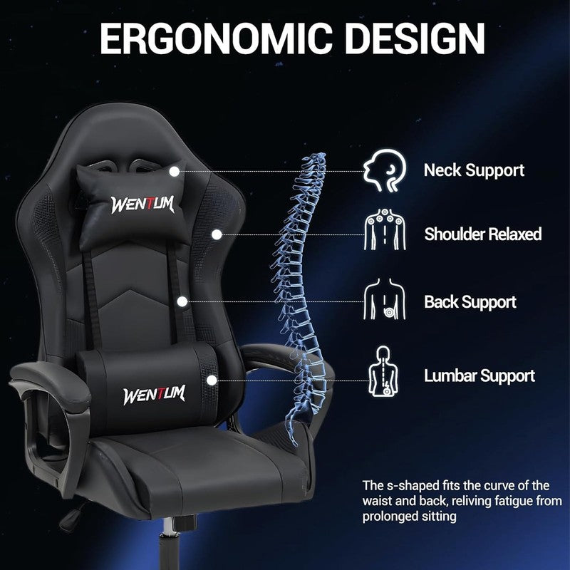 Massage Gaming Chair, Ergonomic PC Desk Chair with Headrest and Massage Lumbar S3