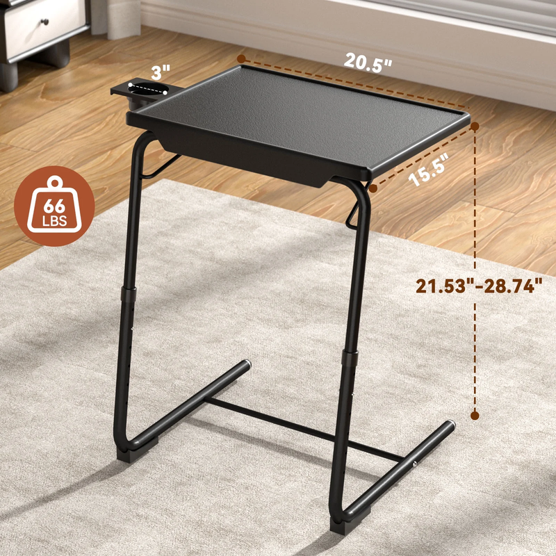 Portable TV Tray Table 6 Heights 3 Tilt Angles Sofa Desk Home Office Black4
