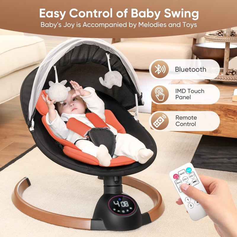 Baby Swing for Infants Bluetooth Control 5 Point 5 Speeds 10 Lullabies Black3