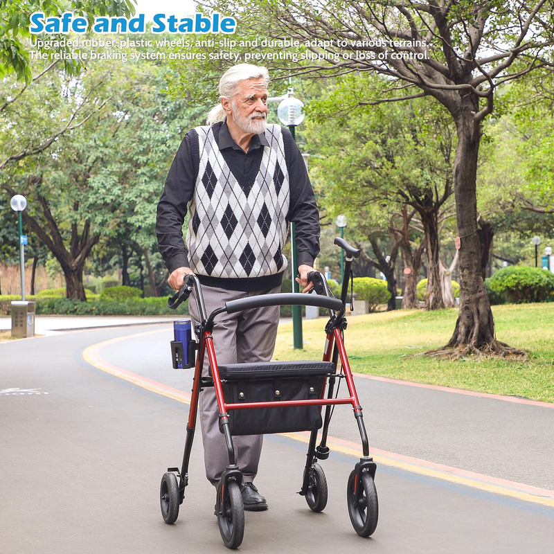 Rollator Walker with Seat,Foldable Walkers for Seniors,Mobility Walkers with 10'1