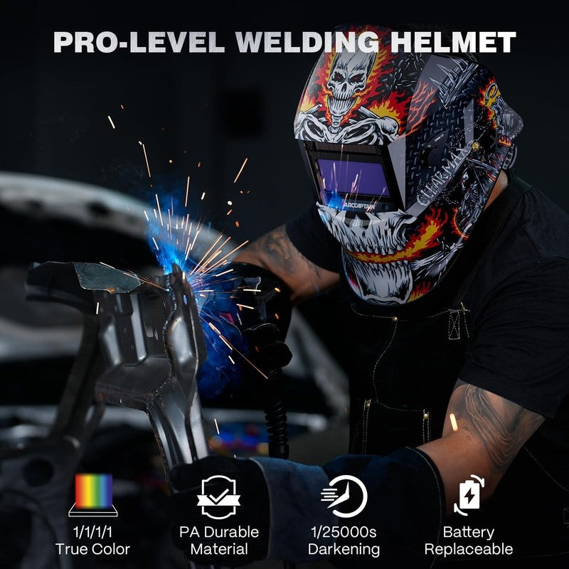 Welding Helmet Auto Darkening, 1/1/1/1 True Color Welding Hood, 4 Arc Sensor 1/24