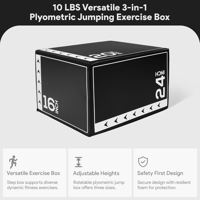 3-in-1 Foam Plyometric Jump Box Home Gym 20 x 24 x 16 inch 10lbs1