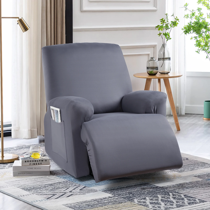 3-Piece Light Gray Recliner Chair Slipcover Stretch Couch Sofa Cover6