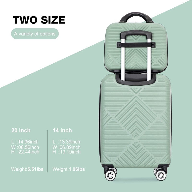 2 Piece Luggage Set Hardside Spinner Wheels Lightweight Carry On Suitcase Olive2