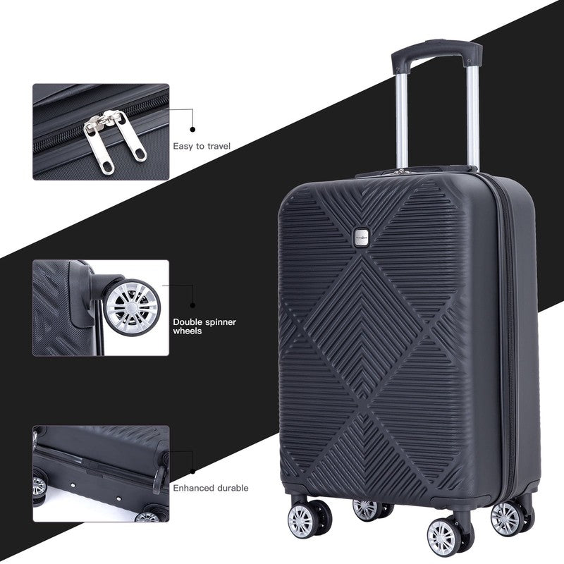 4 Piece Lightweight Hardside Luggage Set with Spinner Wheels   Black4