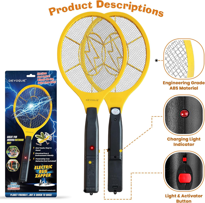 Electric Fly Swatter Bug Zapper – Battery Powered Flies & Mosquito Killer Racket5
