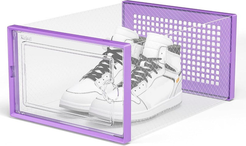 12 Pack X Large Clear Shoe Storage Boxes, Stackable Organizer Bins, Purple5