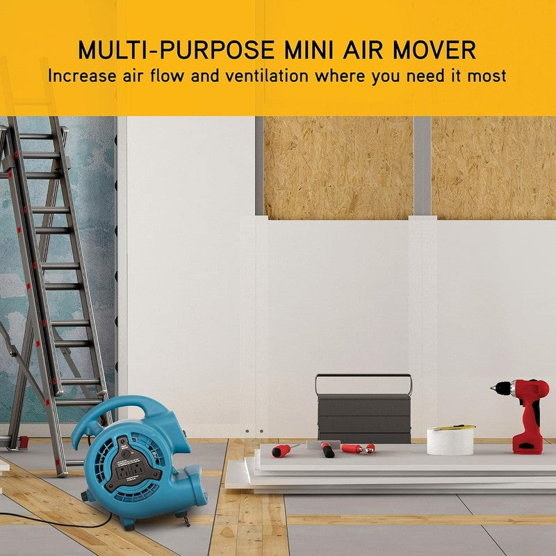 Mini Mighty 138W 600CFM Air Mover Carpet Dryer Floor Fan Blue8