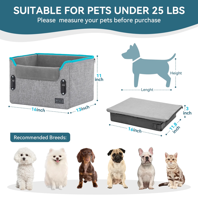 Dog Car Seats for Small Dogs, Portable Dog Booster Car Seat with Patent Safe Buc4