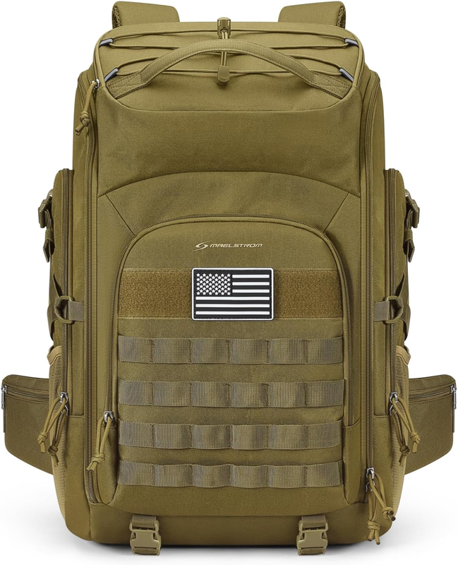 Tactical Backpack 40L Men Water Resistant Hiking Camping Gym Molle Khaki11