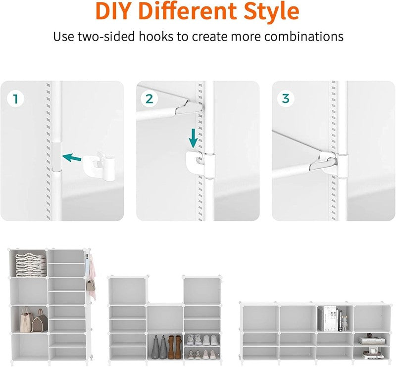 6 Cube Closet Organizer, Portable Storage Shelves for Clothes, White7