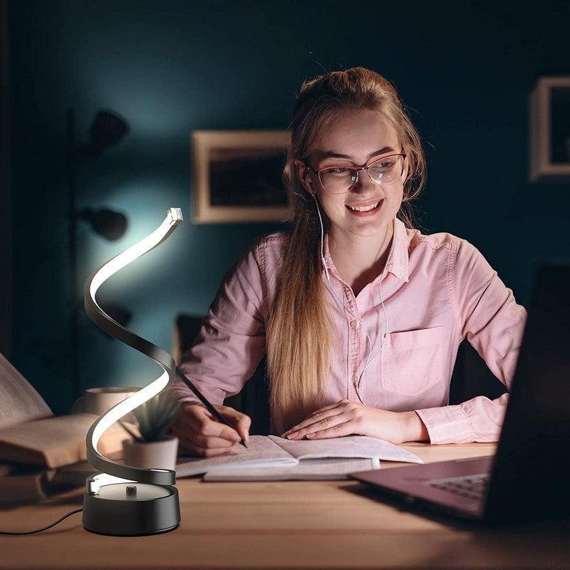LED Table Lamp Modern Minimalist Dimmable 12W 3 Color Bedside Desk Black5