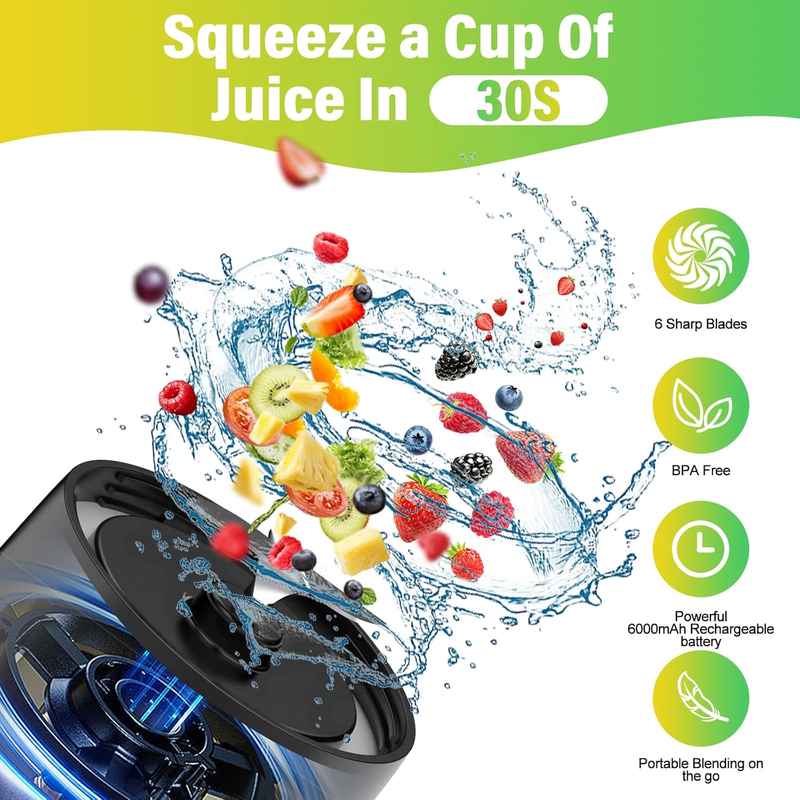 Portable Blender, 360W Personal Blender for Shakes and Smoothies for Kitchen, 241