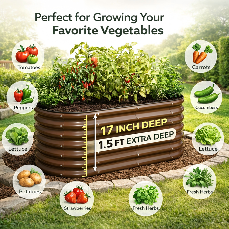 2-Pack 4X2X1.5 FT Extra-Deep Raised Garden Bed, Galvanized Metal Planter Box for7
