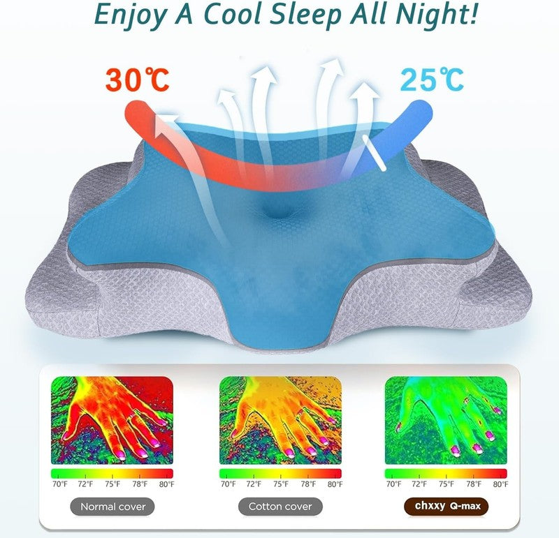 Cervical Neck Pillow Memory Foam Cooling Ortho Support for Side Back Sleepers5