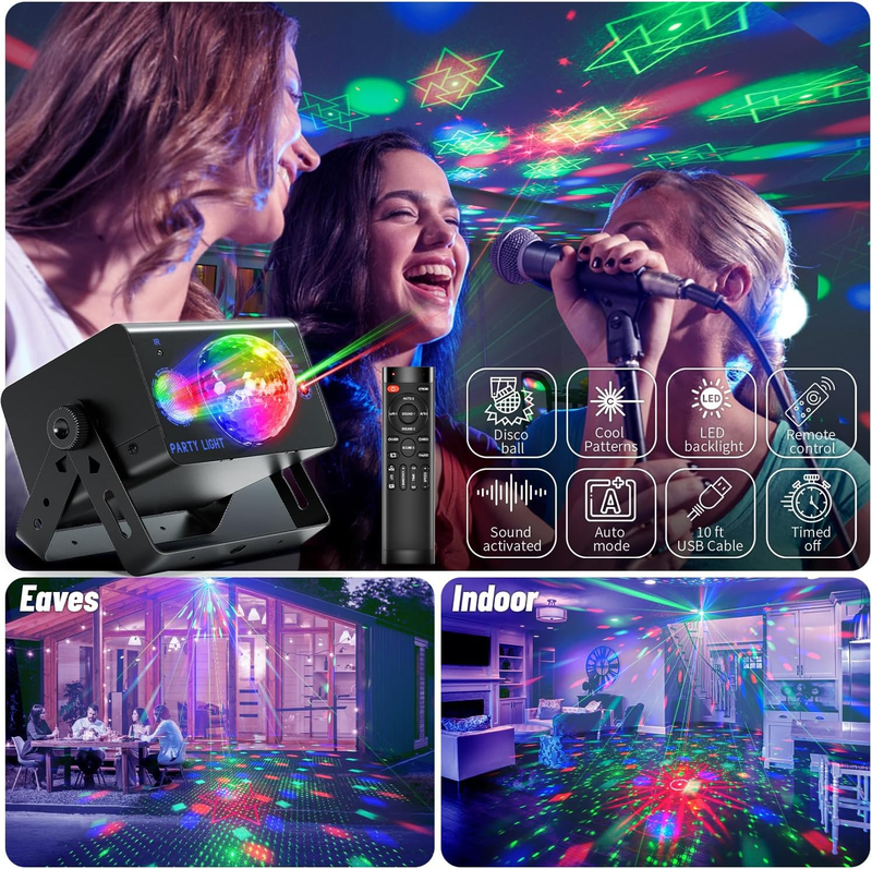 OIEZISRO Party Lights Dj Disco Ball Light, LED Stage Strobe Lights Sound Activat5
