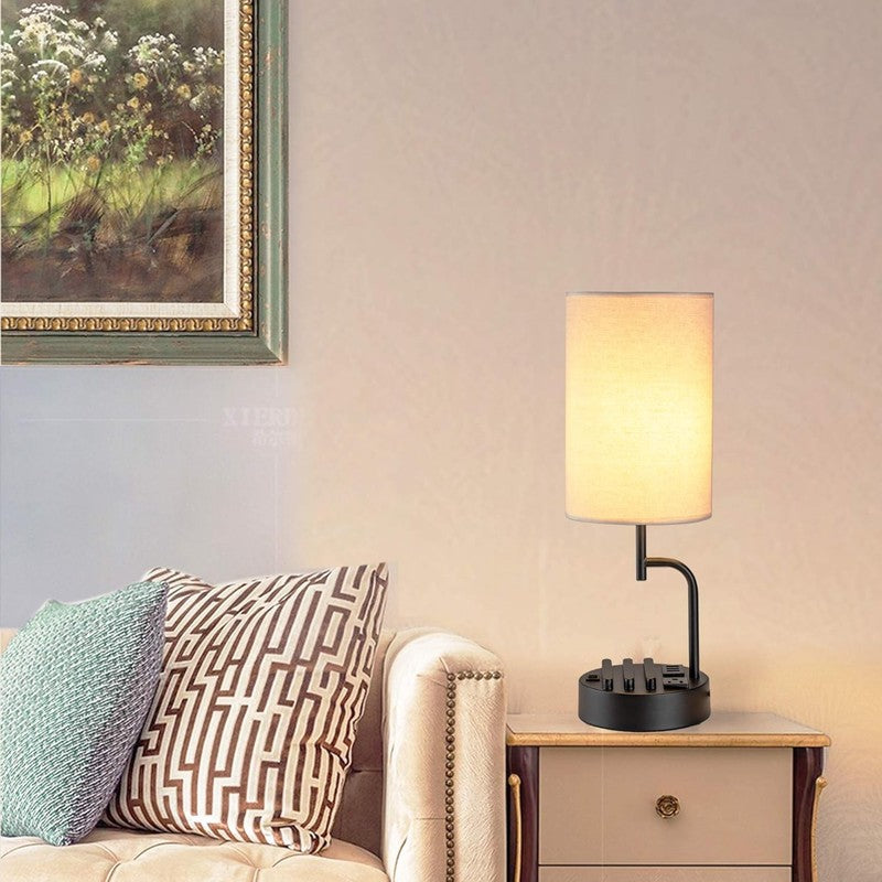 Modern Table Lamp with USB Ports & AC Outlet   Pack of 2, Cream8